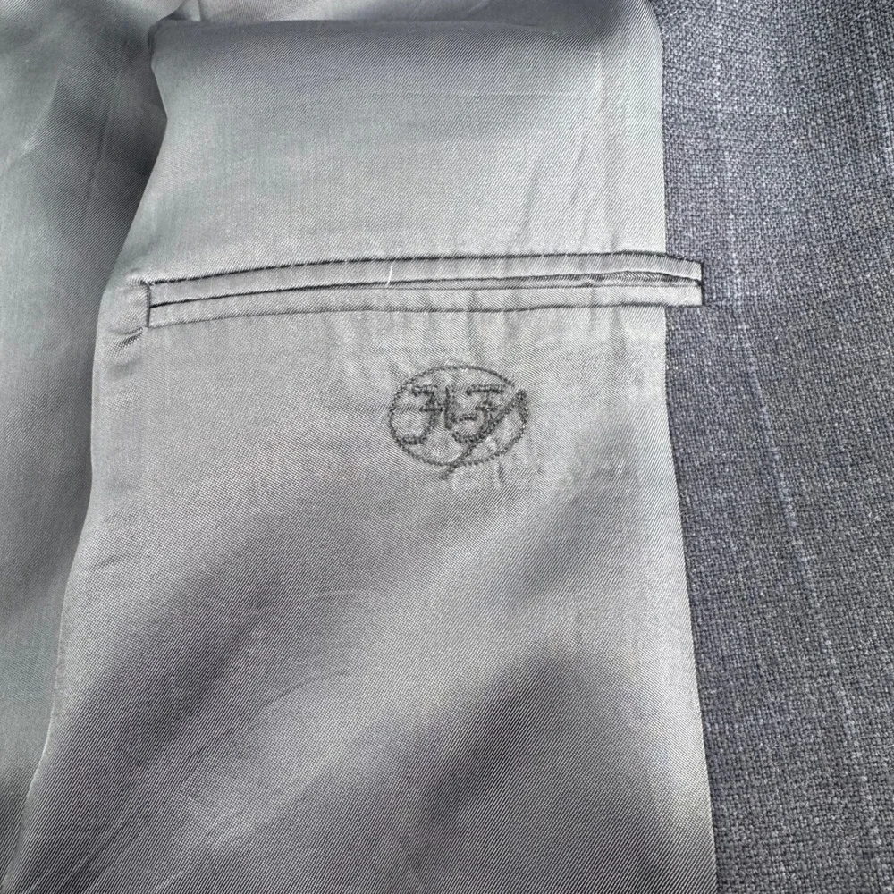 Hickey Freeman Boardroom Collection‎ Wool Cashmere Windowpane Blazer 42 Reg Navy